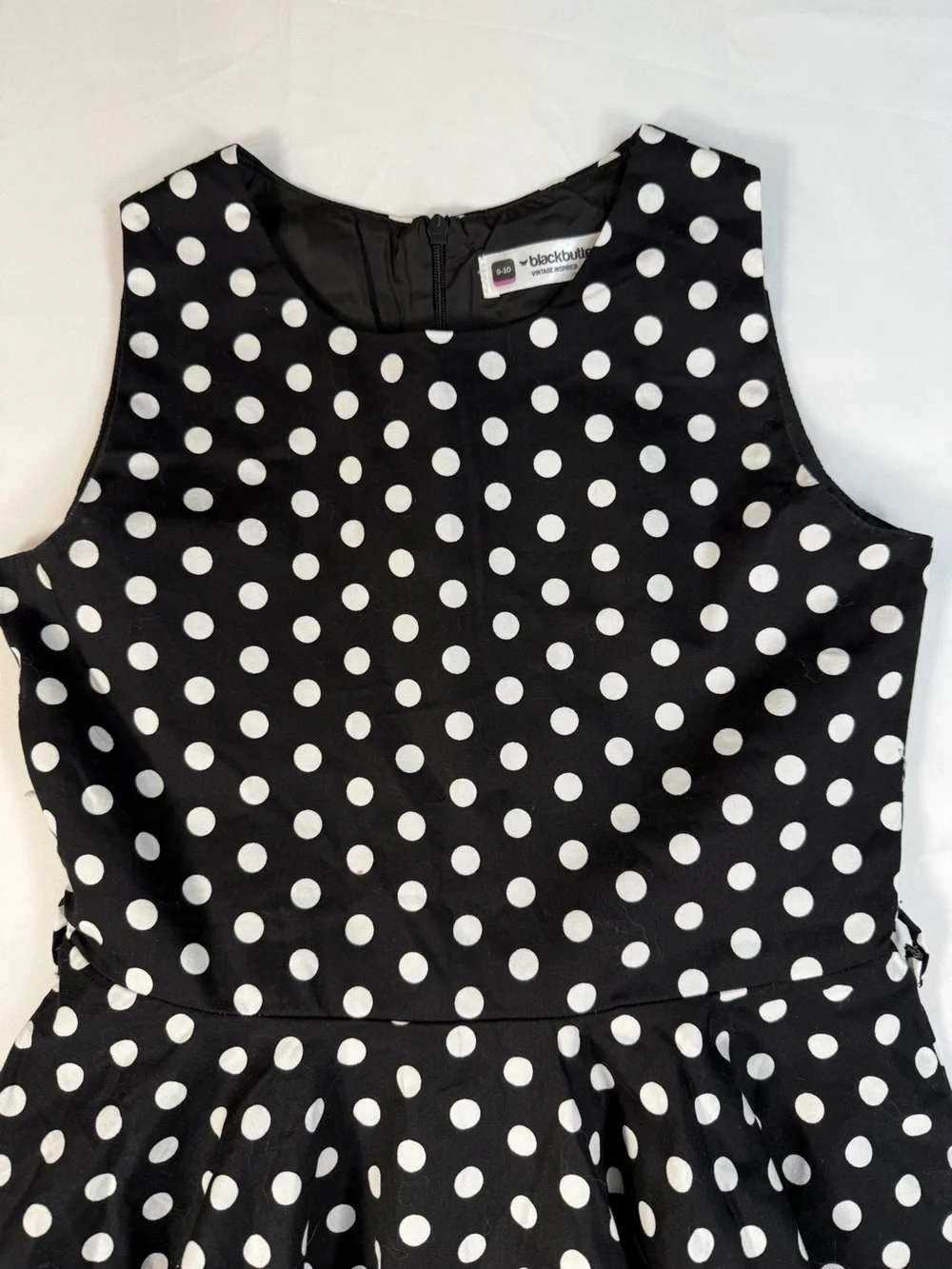 BLACKBUTTERFLY Girls 9-10 Polka Dot Fit And Flare Dress Retro Pinup Skater Dress